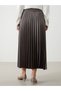 Lcwaikiki Classic Beige Elastic Waist Chiffon Women's Pleated Skirt - 8