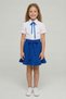 Girl's cobalt blue bow lace embroidered shirt with cobalt blue pocket ruffled skirt set - april 23 - 3