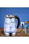 Transparent Glass Electric Kettle 1.7L Rapid Heating Water Boiler LED Indicator Auto Shut Off Boil D - 2