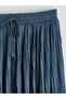 Satin Pleated Skirt with Elastic Waist - 6