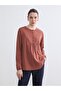 Lcw grace brown crew neck embroidered blouse