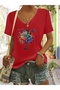 Women's Oversize V-Neck T-Shirt with Butterfly Tree Print