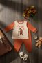 Baby Boy 100% Cotton Teddy Bear Printed Shoulder-Patch Top and Bottom Set - 5