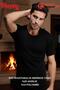 4000 Men's Black Warm 61% Wool Anti-Itching Non-Pilling Single Short Sleeve Wool Underwear