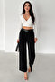 Women's Pleated Wide-Leg Pants – Black Flow