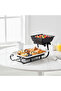 2-Tier Home Serving Set Porcelain Square Bowl & Rectangular Platter (18cm&36cm,White&Black) - 2