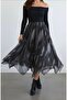Women's Long Asymmetrical Lined Chiffon Skirt
