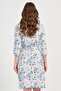 Women's Plus Size Floral Patterned Pocket Capri Sleeve Blue Dressing Gown C1T0N2904 - 4