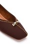 Women's Brown Suede Stylish Stitched Patterned Flat Heeled Comfortable Ballerina Shoes with Buckle Detail - 4