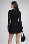 Black Lace Dress with Layered Skirt Detail, Lined, Stretchy, Comfortable - 4