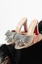 SERAVIA Women's Beige Velvet Stone-Embellished Bow 9 cm Heel Evening Slipper