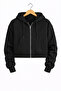 Women's Crop Hooded Zip Sweatshirt – White Zip - 2