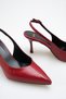 Women's Pointed Toe Sewing Detailed Heeled Shoes Burgundy Yanki - 5