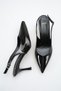 Women's Pointed Toe Stitched Detailed Heeled Shoes Black Patent Leather - 4