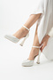 Serenya Women's Pointed Toe 11 cm Platform Heeled Evening Dress Shoes with Stone Ankle Strap - 2