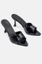 Women's Heeled Patent Leather Slippers - 6