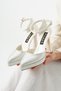 Serenya Women's Pointed Toe 11 cm Platform Heeled Evening Dress Shoes with Stone Ankle Strap