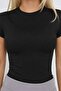 Women's Short Sleeve Bodysuit Black – Crew Neck, Polyamide - 5