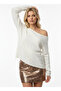 Women's Boat Neck Sequined Knit Sweater - 3