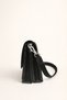 Black Covered Women's Shoulder Bag – Minimal Design, Metal Detail - 3