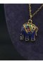Natural Stone Blue Elephant Steel Necklace Women's Jewelry Daily Accessory Luck Power Abundance Courage Meaningful Gift - 6