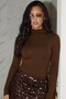 Women's High-Neck Long Sleeve Fit Body Brown – Flexible Structure, Shaping / Sculpting Fit Styles, Casual & Stylish Style - 4