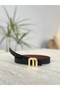 Women's Belt Black Gold Detailed Letter Belt Skirt Belt Jacket Belt - 3