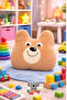 Embroidered Plush Bear Support Plush Pillow – Sleeping Companion - Friend Pillow - Lumbar Pillow