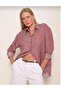 Burgundy Striped Heart Embroidered Shirt - 4
