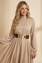 Gold Buckled Slip-Through Elastic Wide Women's Belt | High-Waist Dress Jacket Compatible MFR5001