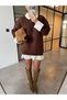 Women's Shirt Detail Knit Dress ( Belt Not Included ) - 2