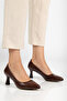 Women's Pointed Toe Mid Heel Brown Evening Shoes – Comfortable Fit, Stylish Design - 3