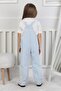 Girl's Light Blue Denim Overalls – Comfortable Fit, with Straps and Pockets, Casual Jean Jumpsuit - 4