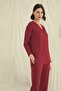 Long Sleeve Buttoned V-Neck Pajama Set - 2