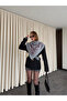 Gray - Burgundy Patterned Knitwear Shawl - 251003 - 3