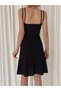 Women's Cross Strap Chest Detail Scuba Crepe Flared Mini Dress - 3