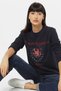 Womens Dark Blue Embellished Crew Neck Fleece Sweatshirt