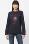 Womens Dark Blue Embellished Crew Neck Fleece Sweatshirt - 3