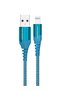 كابل USB-A-Lightning للشحن والمزامنة، معتمد من MFI، مصنوع من النايلون بطول 1.5 متر، لون أزرق سييرا، USB 2.0 - 2