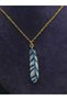 Feather Steel Necklace Blue White Colorful Enamel Embroidered Authentic Luck Symbol Yellow Steel Chain Necklace - 3