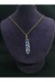 Feather Steel Necklace Blue White Colorful Enamel Embroidered Authentic Luck Symbol Yellow Steel Chain Necklace - 5