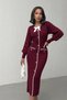 Women's Burgundy Stylish Bow Detailed Balloon Sleeve Knitwear Dress (Size S/M) - 2
