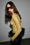 Gelc women's soft and flexible fabric polka dot Slim Fit yellow / patterned blouse - 6