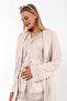 Effortt Coffee Pajama Set with Dressing Gown for Maternity - 2