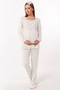 Effortt Ecru Robed Maternity and Postpartum Pajama Set - 4