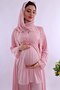 Effortt Maternity Pajama Set with Hijab and Nursing Features and Long Robe - Pink - 3