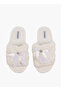 Faux Fur Textured Bedroom Slippers with Bow Accent