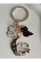 Gold Color Moon and Cat Keychain (9 cm) - 2