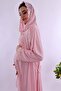 Effortt Maternity Pajama Set with Hijab and Nursing Features and Long Robe - Pink - 6