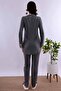 Long Robe Maternity Pajama Set with Hijab and Breastfeeding Feature Effortt - Smoked - 8
